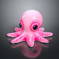 Cute Pink Octopus Stuffed Toy with Big Eyes Shiny Surface and Soft Tentacles