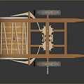 Ancient Wooden Architectural Structure With Large Drum Spokes And Metal Rimmed Wheels