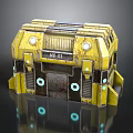 Yellow Futuristic Sci Fi Vehicle with M51 Label Blue Lights and Rusty Metal Texture
