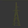 Modern Golden Steel Power Tower With Overhead Power Lines And Grid Structure
