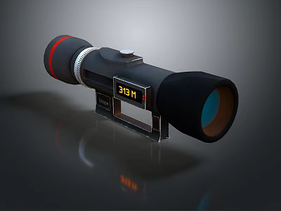 Tactical Weapon Scope With Black Body Red Ring And 30M 3d model Tactical Weapon Scope With Black Body Red Ring And 30M 3d model