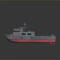 Gray Red Water Transport Model Boat With Cockpit Antenna And Deck Features