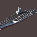 Modern Aircraft Carrier With Long Flight Deck And Command Island Structure