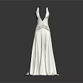 Elegant White Floor Length Evening Gown With V Neckline And Embellished Waist Design