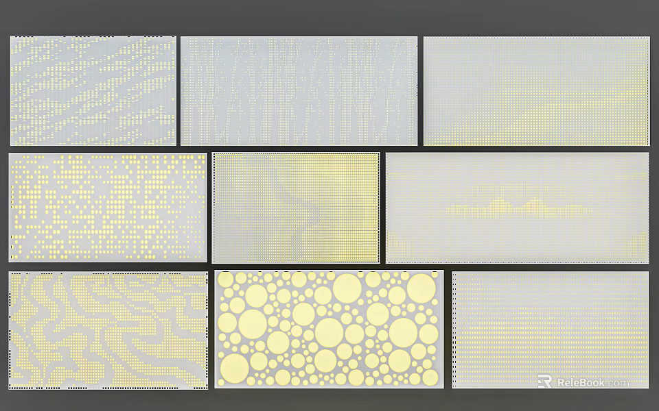 Decorative Ceramic Tiles With Various Patterns And Gray Yellow Textures 3d model 