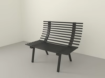 Modern Black Leisure Chair With Slat Back Design And Minimalist Structure 3d model