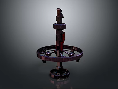 Industrial Mechanical Structure With Circular Base And Vertical Metal Shaft 3d model
