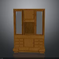 Classic Wooden Cabinet With Glass Doors And Drawers For Storage
