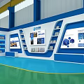 Spacious Factory Interior With High Ceiling Windows Blue Green Floors Yellow Accents And Machinery