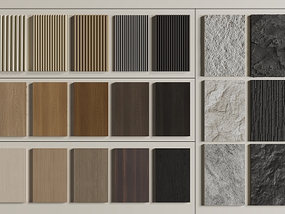 Modern Wall Panel Wood veneer Wall Panel Wall Trim Grid Wall Panel Culture Stone Rock Panel model