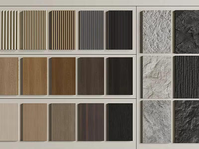Diverse Wall Panels with Various Materials Colors and Textures for Interior Design 3d model