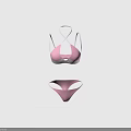 Women's Pink Bikini Set With Crisscross Straps And White Trim Details