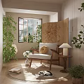 Elegant Solid Wood Upholstered Leisure Chair For Warm Sunlit Home Relaxing Corner Decor