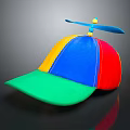 Vibrant Patchwork Hat With Propeller On Top And Multicolored Panels