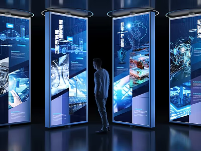 Modern Digital Display Screens Showcasing Tech Data And Interactive Information For Viewers 3d model