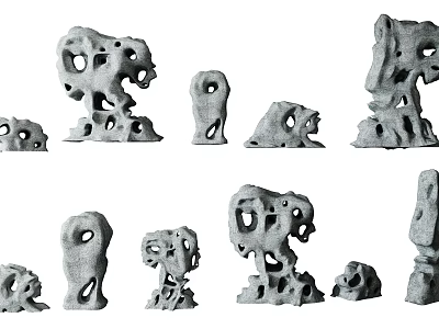Unique Natural Stone Garden Ornaments With Hollow Design For Landscape Decor 3d model