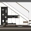 Modern Interior Design With Staircase Storage Cabinet And Coffee Table 3d model