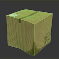 Brown Cardboard Box Packaging Tied With Tape And White Label With Symbols