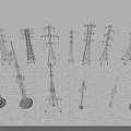 Various Types of Transmission Towers and Electrical Industrial Metal Structures for Power Facilities