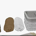 Soft Absorbent Brown and Gray Rolled Towel Set for Daily Bathroom Use