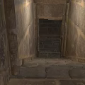 Ancient Egyptian Temple Corridor Interior with Intricate Murals and Stone Steps 3d model