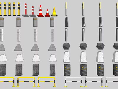 Essential Road Traffic Safety Facilities With Barriers Cones Bollards And Reflective Posts 3d model
