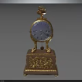 Antique Decorative Clock With Golden Carvings Pink Base Round Dial And Ornate Top