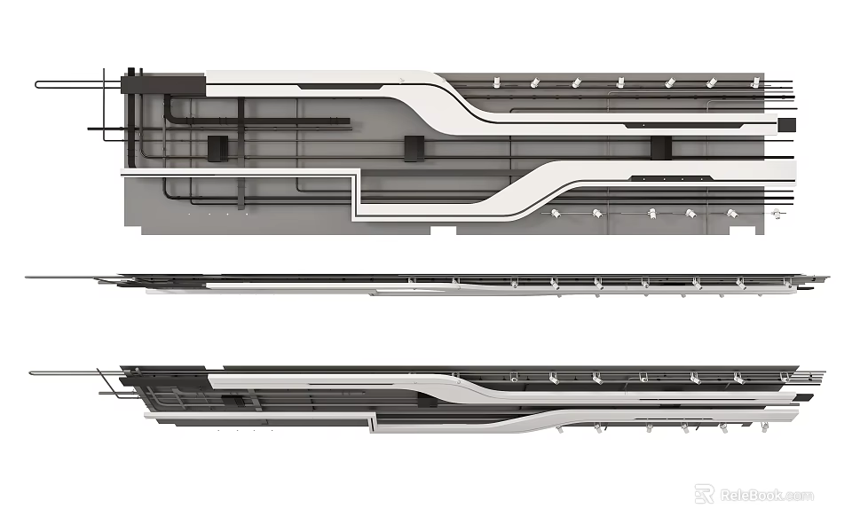 Modern Ceiling Structural Design Featuring Geometric Lines And Frame Elements 3d model