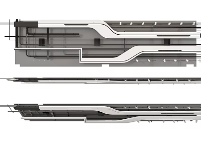 Modern Ceiling Structural Design Featuring Geometric Lines And Frame Elements 3d model