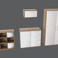 Modern Wardrobe Combination With Double Door Drawers And Storage Cabinets 3d model