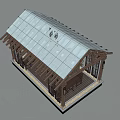 Modern Pavilion With Transparent Roof Wooden Structure And Chairs On Wooden Floor