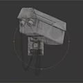 Outdoor Security Camera With Mount Bracket Gray Housing And Cable Connection