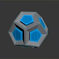 Futuristic Polyhedral Weapon Featuring Blue Glowing Hexagons Gray Frame And Reflective Surface