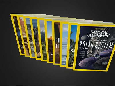 National Geographic Magazines Multiple Issues Featuring Solar System And Space Exploration Content 3d model