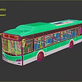Modern Green And White Bus Exterior With Large Windows Streamlined Body Design 3d model