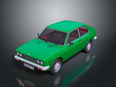 Vintage Green Two Door Coupe With Sleek Body And Retro Design 3d model