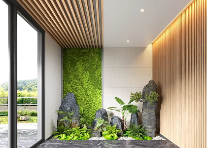Modern indoor landscaping plant landscaping landscape sketch 3d model