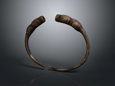 Vintage Bronze Textured Bracelet With Ornate Design For Classic Fashion 3d model