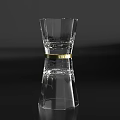 Transparent Glass Cup With Gold Ring And Reflection On Black Background 3d model