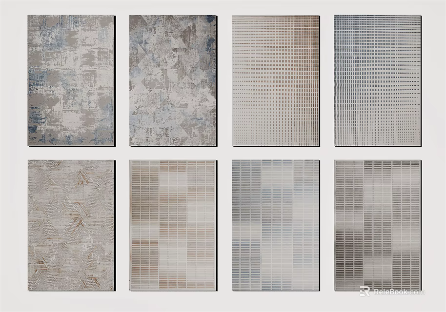 Square Rugs With Various Modern Patterns And Neutral Tones For Home Decor 3d model