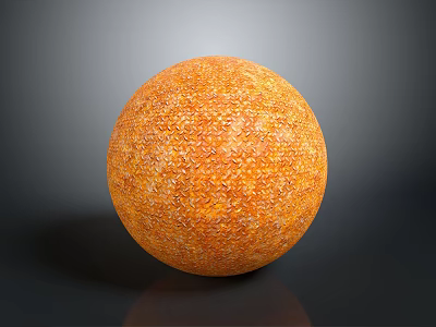 Handcrafted Artistic Carved Sphere Sculpture With Orange Detailed Textured Surface 3d model