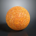 Handcrafted Artistic Carved Sphere Sculpture With Orange Detailed Textured Surface