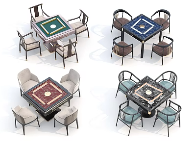 Stylish Entertainment Tables With Varied Surface Designs And Matching Chairs For Leisure Activities 3d model