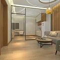 Modern Baby Room Interior With Crib Table Lamp Wall Art TV Desk Chair And Wardrobe