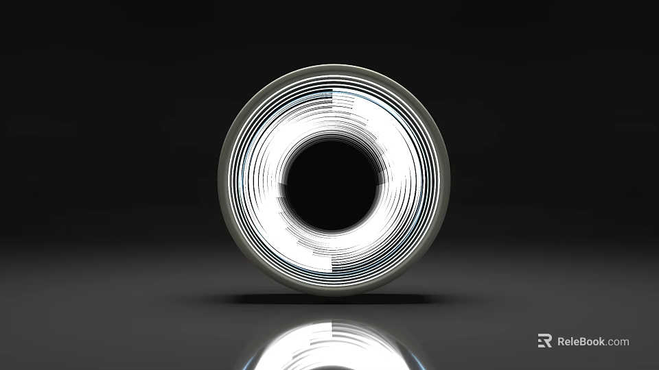 Round Commercial Equipment Featuring Metallic Ring And Black Center Reflective Surface 3d model