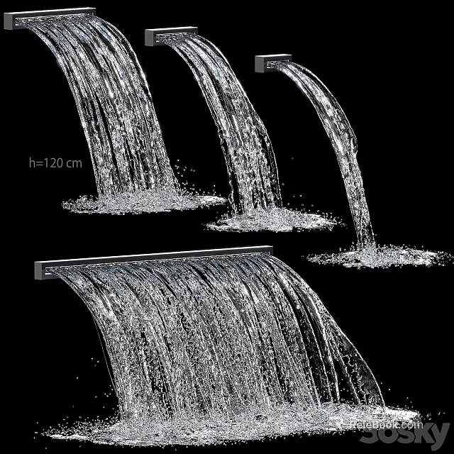Decorative Water Fountain With Cascading Water Flow And Metal Edge Design 3d model 