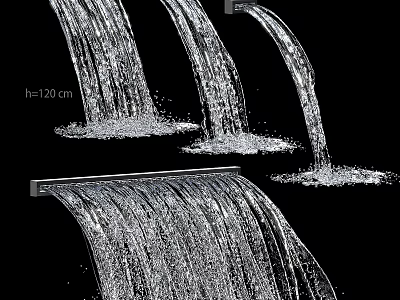 Decorative Water Fountain With Cascading Water Flow And Metal Edge Design 3d model