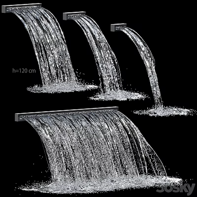 Decorative Water Fountain With Cascading Water Flow And Metal Edge Design 3d model