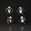 Reptile Figures In Battle Armour Standing On Black Reflective Background