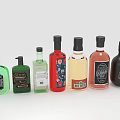 Assorted Wine Bottles and Glasses with Vibrant Colors Unique Labels and Stylish Designs